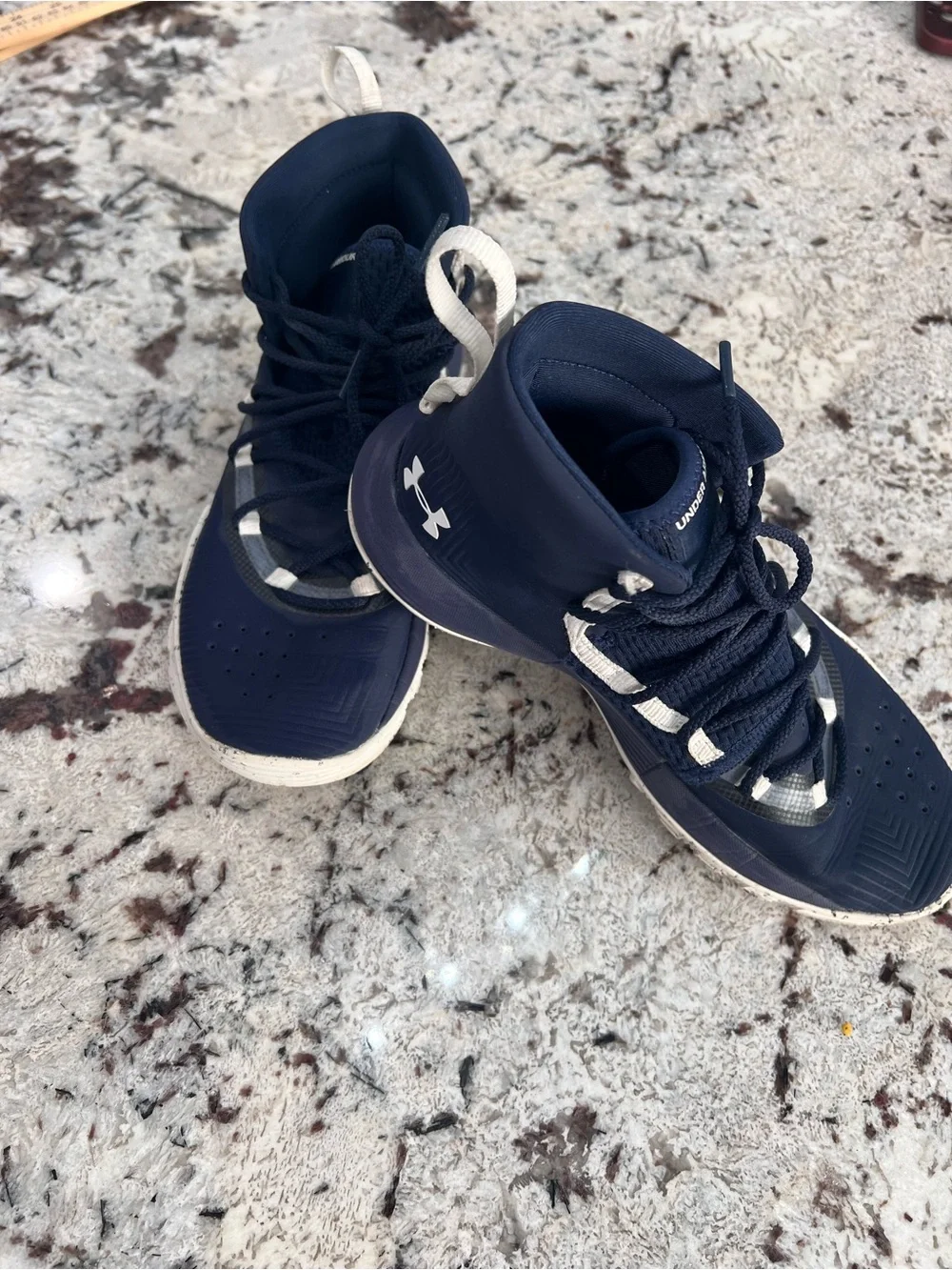 Under Armour Kids Navy and White High-Top Sneakers
